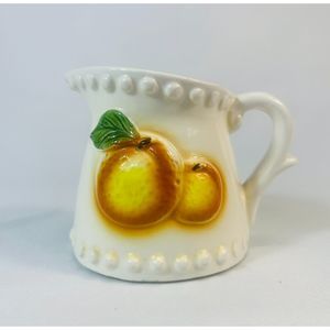 Vintage Gamble Fruit Orange Measuring Cup 1/2 Cup Pitcher White Ceramic